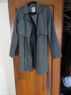 Tulle Black Trench Coat with White Polka Dots